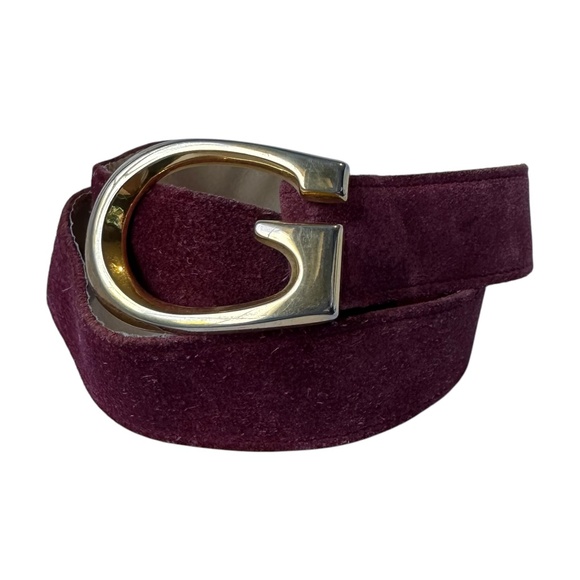Vintage Genuine GUCCI Plum Suede Belt With Gold G Logo Buckle 75 30 main image 12